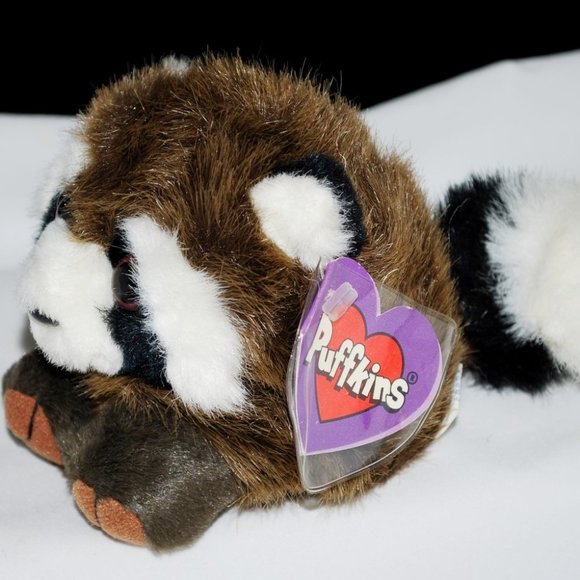 Bandit the Raccoon Puffkins by Swibco Plush Bean Bag Style 6611 - Picture 2 of 4